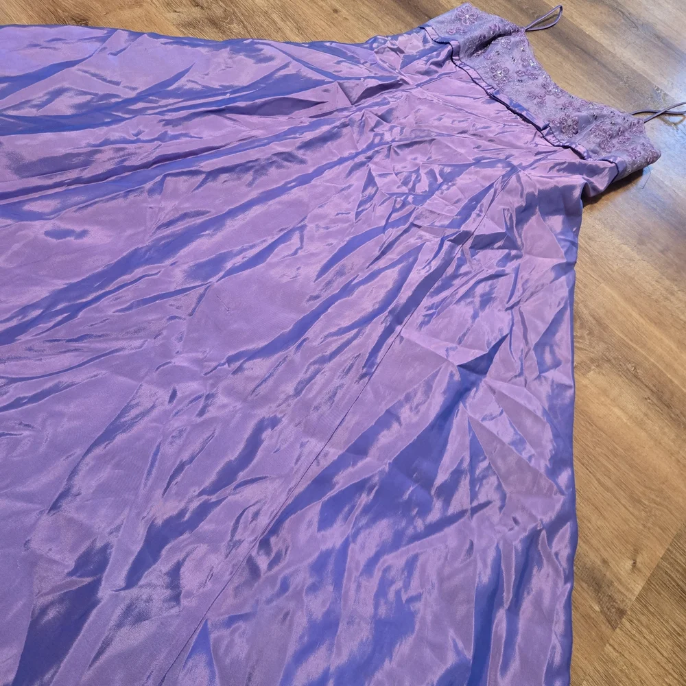 Vintage Jessica McClintock Gunne Sax Purple Beaded Spaghetti-Strap Prom Gown 9 - Picture 2 of 11